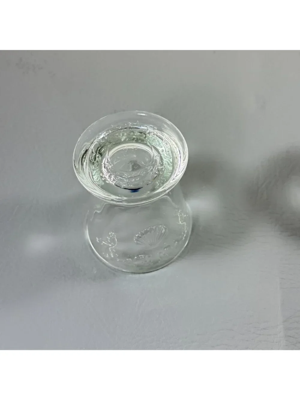 La Rochère France Clear Glass Mer Shell Footed Tumbler Juice Glasses Pair